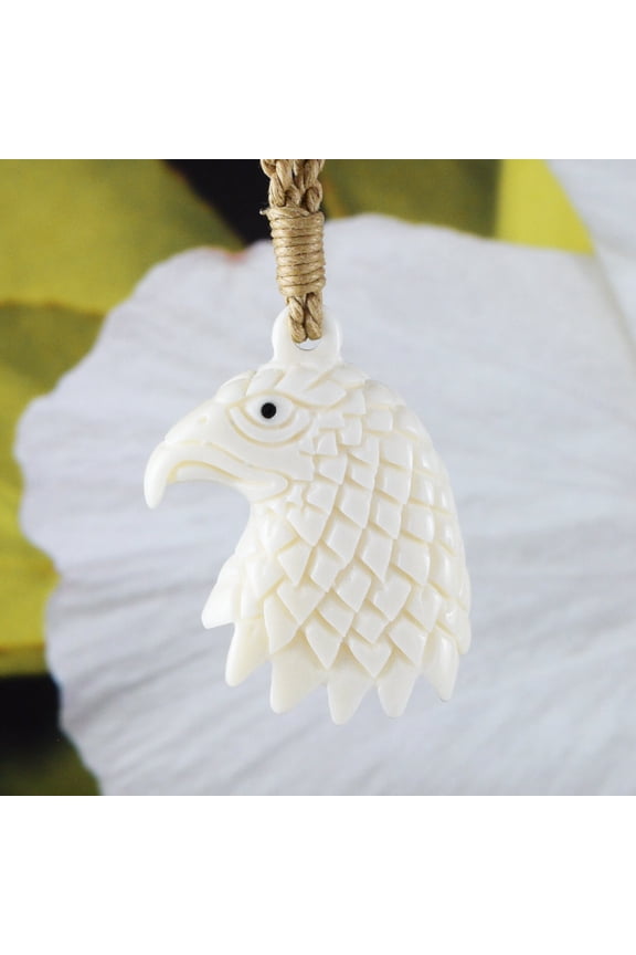 Unique American Eagle Necklace, Hand Carved Buffalo Bone Eagle Necklace, N9127 Birthday Valentine Gift, Island Jewelry