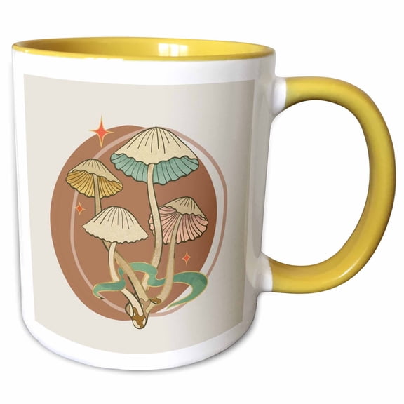 3drose, Unique and Creative Image of a Mushroom, 11oz Two-tone Yellow Mug