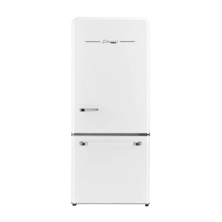 Unique Appliances - Classic Retro 30 in 17.7 cu. ft. Frost Free Retro Bottom Freezer Refrigerator - Marshmallow White
