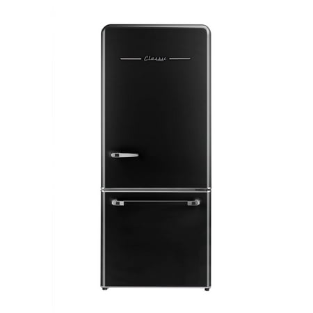 Unique Appliances - Classic Retro 30 in 17.7 cu. ft. Frost Free Retro Bottom Freezer Refrigerator - Midnight Black