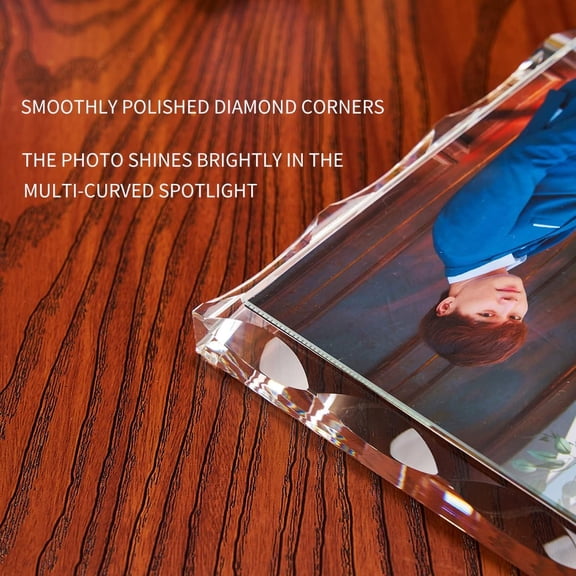 Unique Arc Crystal Picture Frame,Display Picture 4x6,Luxury Elegant Clear Crystal Glass Photo Frame With Glitter Edges For Prized Pictures Of Family,Grandma,Grandpa,Dad,Mom,Wedding,Graduation