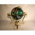 thumbnail image 1 of Unique Art 10-Inch Tall Table Top Green Crystallite Ocean Gemstone World Globe with Gold Tripod Stand, 1 of 1
