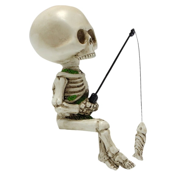 Unique Artistic Skull Angler Resin Sculpture Garden Ornaments Outdoor Landscape Accent For Patios Poolside