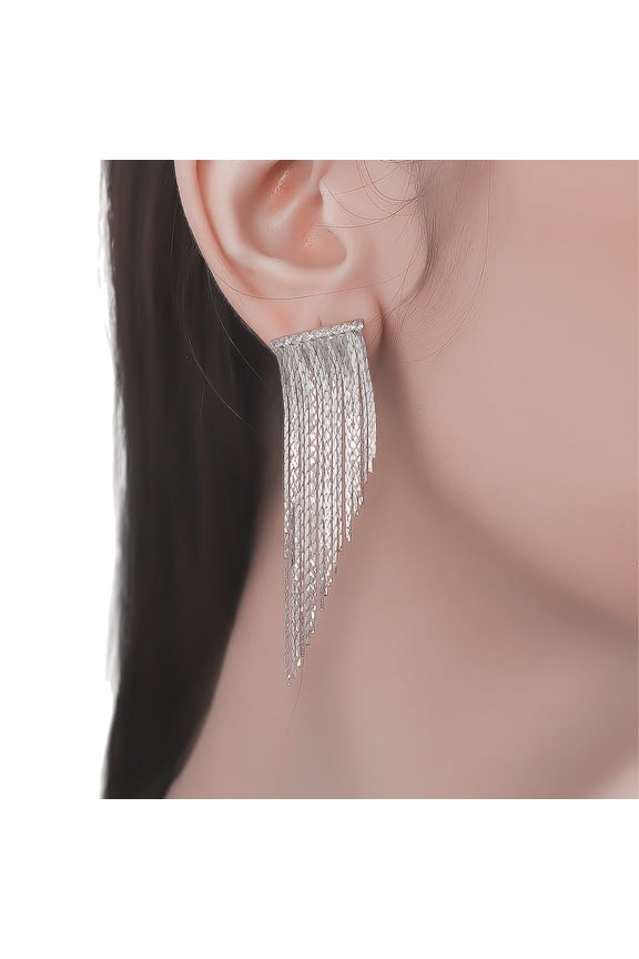 Unique Asymmetrical Slanted Earrings Adorned Long Tassels Accent Stylish Designs