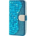 thumbnail image 1 of Unique Attractive Crocodile Pattern PU + TPU Phone case with Card Holder Wallet Stand for Samsung Galaxy A12 A32 A42 A52 S A72 4G 5G Bling Trendy Dropproof Bumper Cover(Blue,A42 5G), 1 of 7