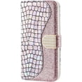 thumbnail image 1 of Unique Attractive Crocodile Pattern PU + TPU Phone case with Card Holder Wallet Stand for Samsung Galaxy S23 S22 S21 S20 Ultra Plus FE Bling Trendy Bumper Cover(Silver,S22), 1 of 8