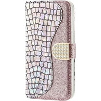 Unique Attractive Crocodile Pattern PU TPU Phone case with Card Holder Wallet Stand for Samsung Galaxy S23 S22 S21 S20 Ultra Plus FE Bling Trendy Bumper Cover(Silver,S21 Ultra)