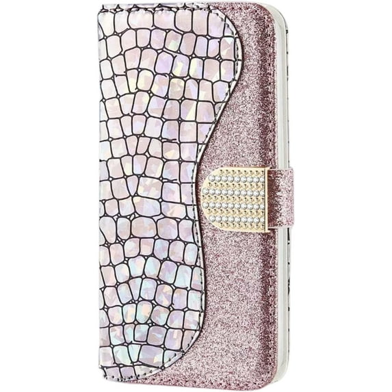 Unique Attractive Crocodile Pattern PU + TPU Phone case with Card Holder Wallet Stand for iPhone 14 13 12 11 8 7 6 SE X XS XR Plus Pro Max Mini Bling Trendy Bumper Cover(Silver,6 Plus)