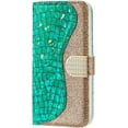 thumbnail image 1 of Unique Attractive Crocodile Pattern PU + TPU Phone case with Card Holder Wallet Stand for iPhone 14 13 12 11 8 7 6 SE X XS XR Plus Pro Max Mini Bling Trendy Bumper Cover(Green,XR), 1 of 8