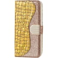 thumbnail image 1 of Unique Attractive Crocodile Pattern PU + TPU Phone case with Card Holder Wallet Stand for iPhone 14 13 12 11 8 7 6 SE X XS XR Plus Pro Max Mini Bling Trendy Bumper Cover(Gold,XS MAX), 1 of 7