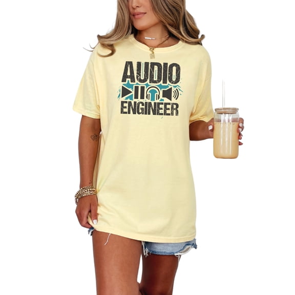 Unique Audio Engineer Themed Graphic, Butter Comfort Colors T-Shirt, Medium