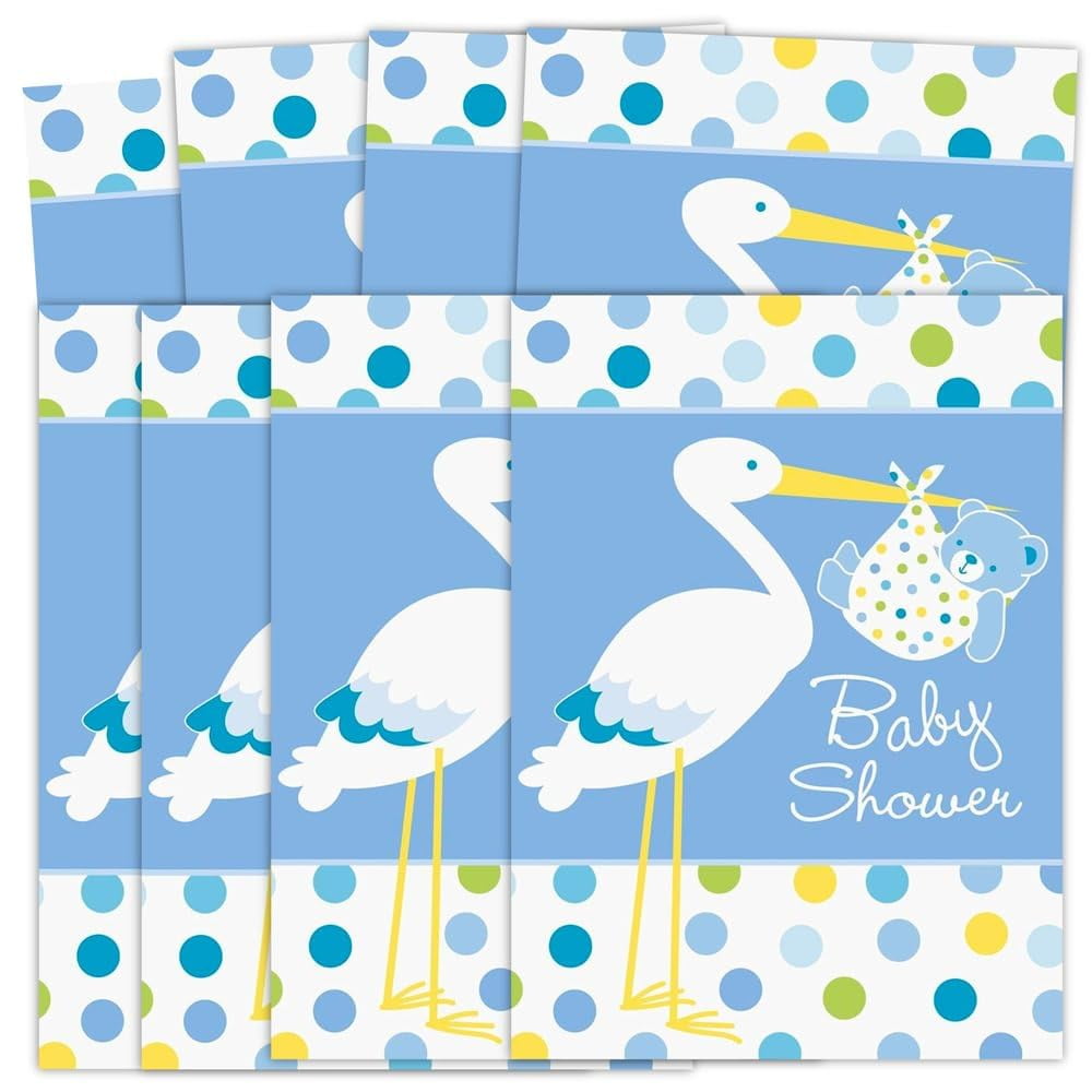 Unique Baby Boy Stork Thank You Note Cards, Blue, 5.5