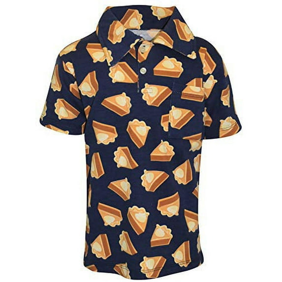 Unique Baby Boys Pumpkin Pie Thanksgiving Collared Polo T Shirt (7, Pie)