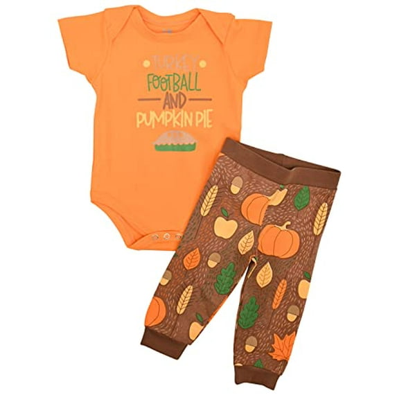 Unique Baby Boys "Turkey Football Pie" My 1st Thanksgiving Outfit (6 Months)