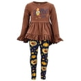 thumbnail image 1 of Unique Baby Girls 2 Piece Gobble Gobble Thanksgiving Legging Set (10, Brown), 1 of 5
