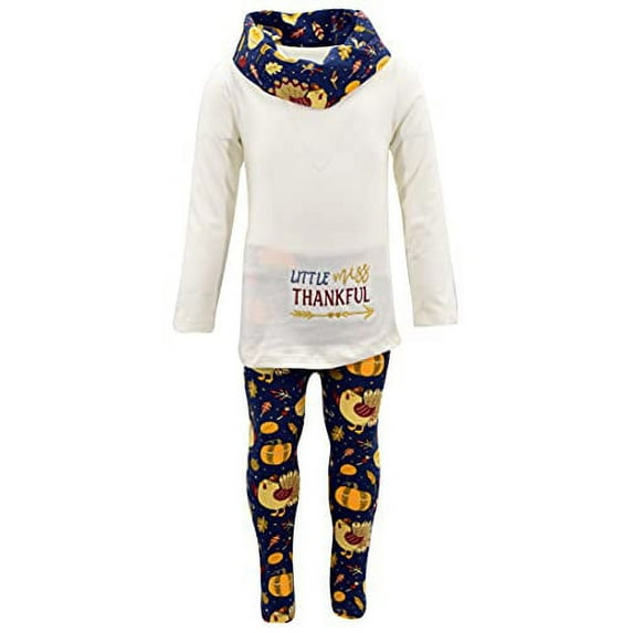 Unique Baby Girls 3 Piece Little Miss Thankful Thanksgiving Outfit (9Y, White)