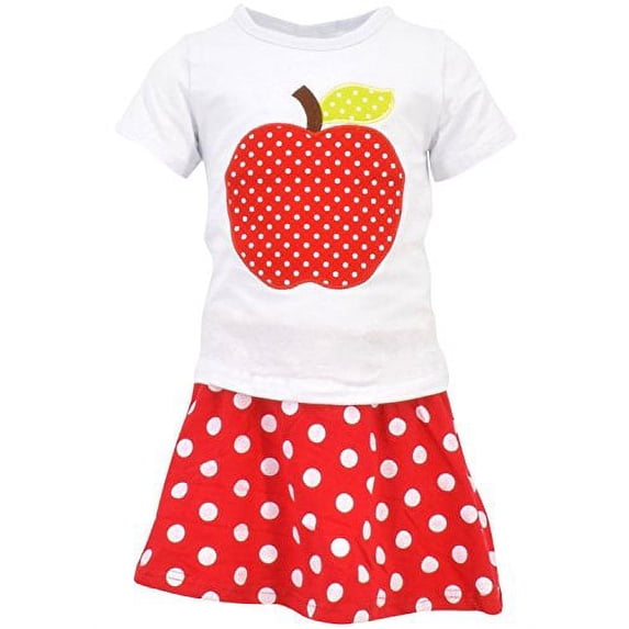 Unique Baby Girls Back to School Apple Skirt Boutique Outfit (7/XXL, Red)