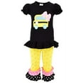 thumbnail image 1 of Unique Baby Girls Back to School Bus Shirt Boutique Outfit (4T/M, Black), 1 of 4