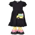 thumbnail image 1 of Unique Baby Girls Back to School Bus Tunic Boutique Outfit (4T/M, Black), 1 of 4
