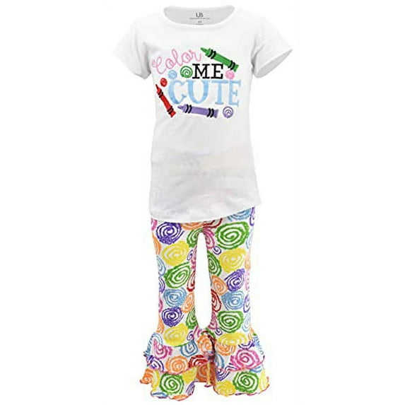 Unique Baby Girls Color Me Cute Back to Grade School Legging Set (6Y, Color Me)