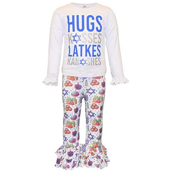 Unique Baby Girls Hugs Kisses Latkes Knishes Hanukkah Outfit (3t, Latkes)