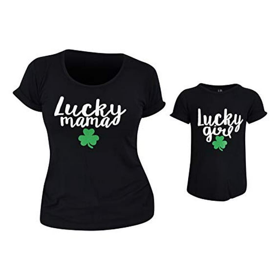 Unique Baby Girls Lucky Mama St Patrick Day Mommy and Me Scoop Neck Shirt (4t)