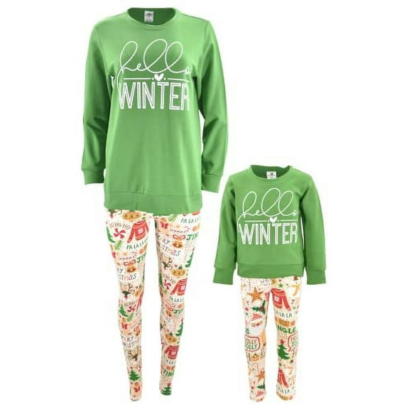 Unique Baby Girls Mommy And Me Christmas Sweater Leggings Outfit (9Y, Green)