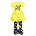 thumbnail image 1 of Unique Baby Girls Rule Galaxy Back To School Rufle Pants Outfit (10Y, Yellow), 1 of 4