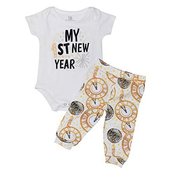 Unique Baby Unisex My First New Years Romper Pant Set Outfit (18m, First NY)