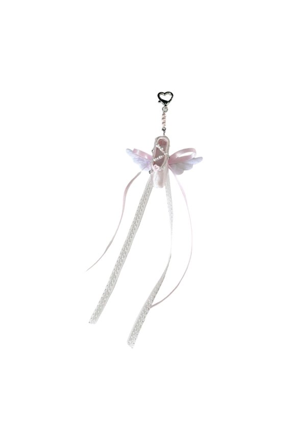 Unique Ballet Slipper Pendant Key Holder Crafted With Textile And Metal Blend