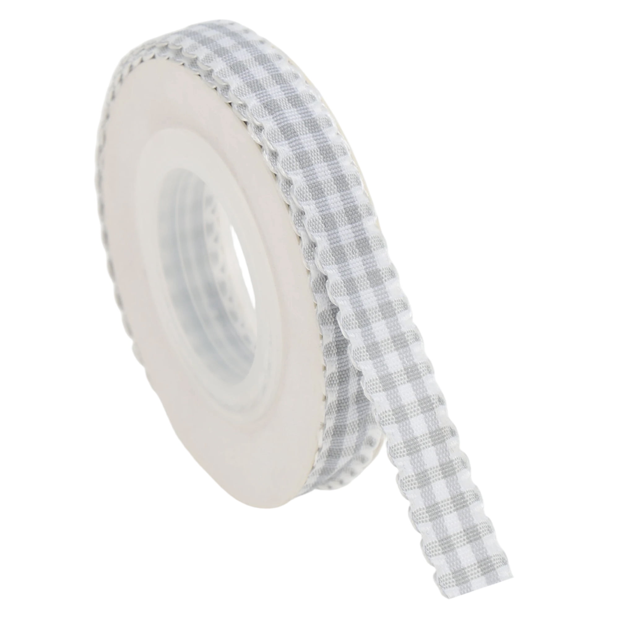 Unique Bargains 1pc 0.39"x29.53' Plaid Gift Ribbon for Crafting Gray