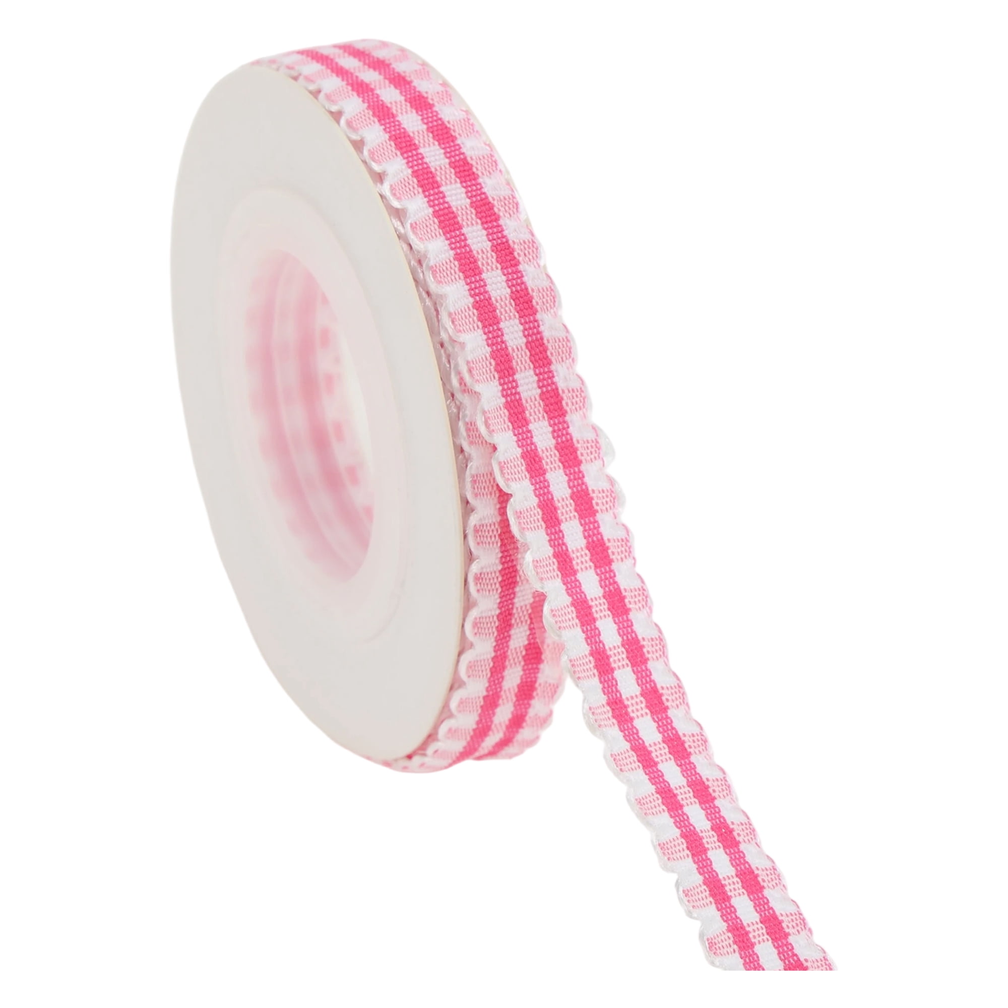 Unique Bargains 1pc 0.39"x29.53' Plaid Gift Ribbon for Crafting Rose Red
