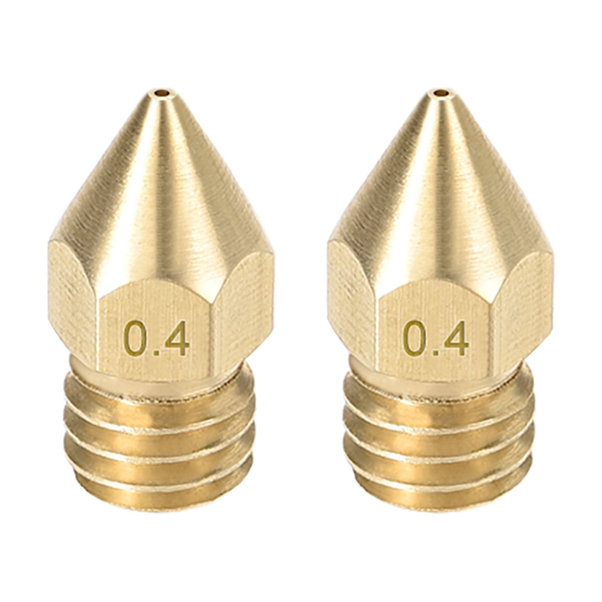 Unique Bargains 0.4mm 3D Printer Nozzle, Fit for MK8 Extruder Head, for 1.75mm Filament Brass 2pcs