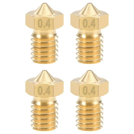 Unique Bargains 0.4mm 3D Printer Nozzle Head M6 Thread for V5 V6 3mm Extruder Print, Brass 4pcs