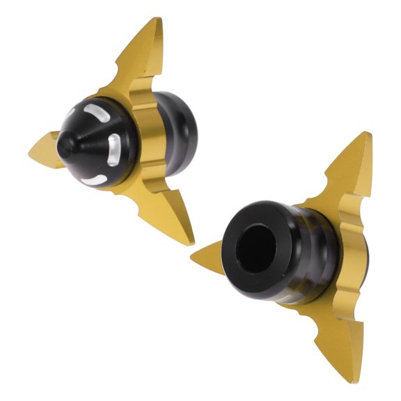 Unique Bargains 0.59" Motorcycle Slider Frame Aluminum Alloy Plastic Wheel Fairing Protection Crash Pad Protector Guard 2.99" 2.05"  Gold Tone 2 Pcs