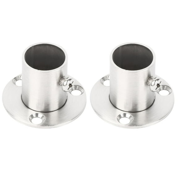 Unique Bargains 0.7"Dia Closet Rod Bracket Holder Flange Socket Stainless Steel Silver Tone 2Pcs