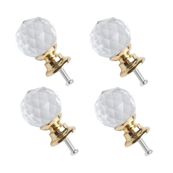 Unique Bargains 0.79" Crystal Knobs Aluminum Alloy Handle 4 Pcs Gold