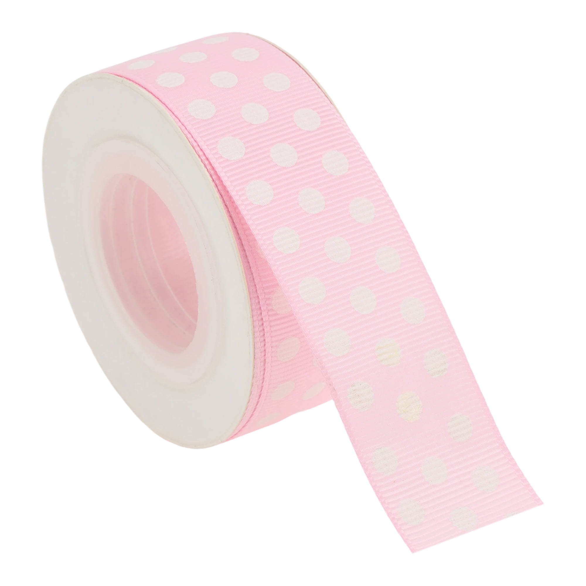 Unique Bargains 0.98"x29.53' Polka Dots Gift Wrapping Ribbon for Crafts 1Pc Light Pink