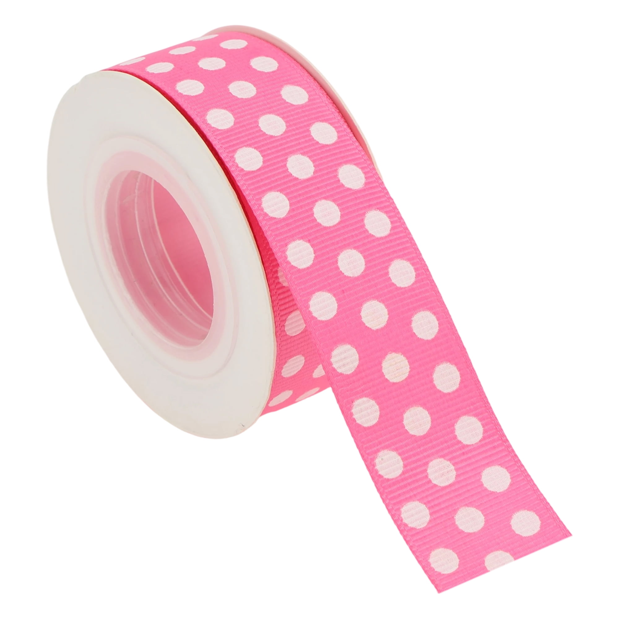Unique Bargains 0.98"x29.53' Polka Dots Gift Wrapping Ribbon for Crafts 1Pc Pink