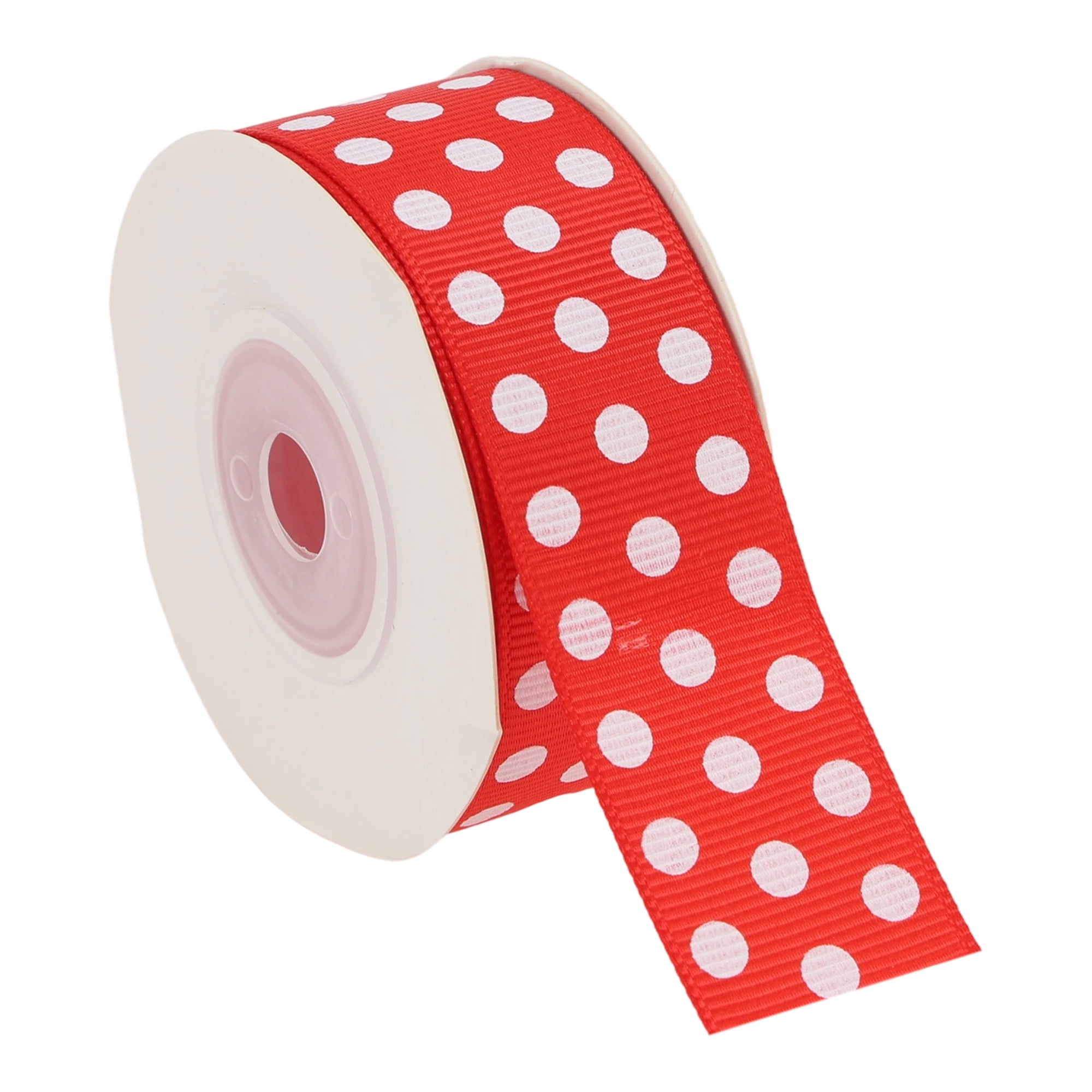 Unique Bargains 0.98"x29.53' Polka Dots Gift Wrapping Ribbon for Crafts 1Pc Red