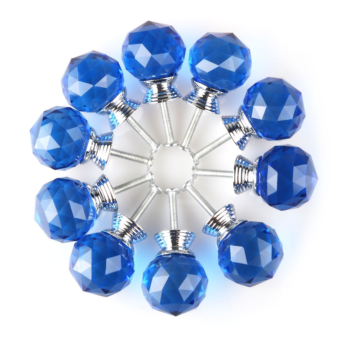 Unique Bargains 1.18" Crystal Glass Knob Polished Chrome