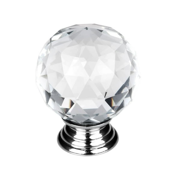 Unique Bargains 1.18" Crystal Glass Cabinet Knob Polished Chrome