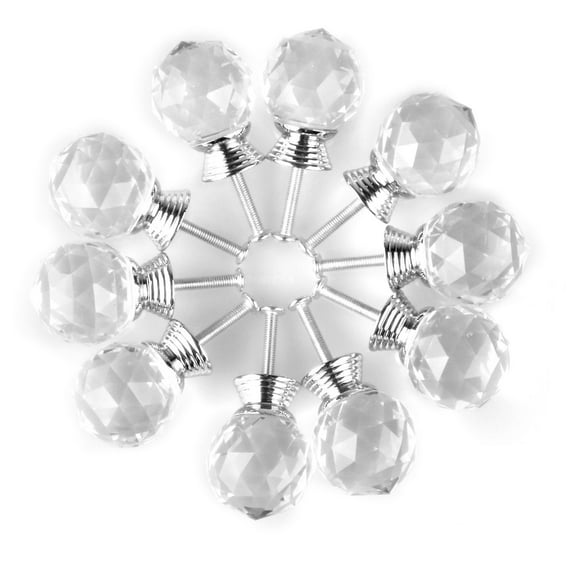 Unique Bargains 1.18" Crystal Glass Cabinet Knob Polished Chrome