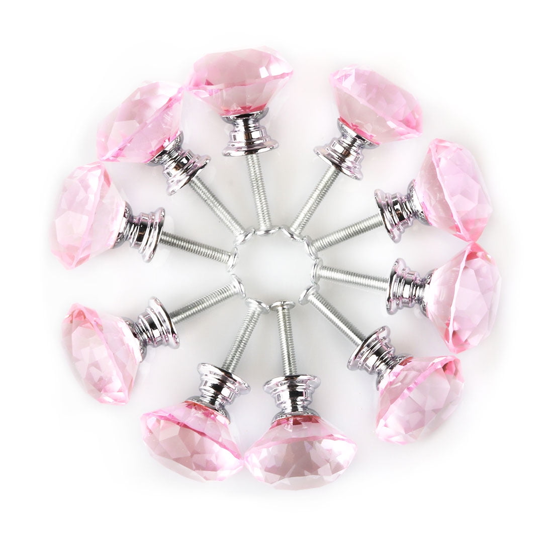 Unique Bargains 1.18" Crystal Glass Cabinet Knob Polished Chrome