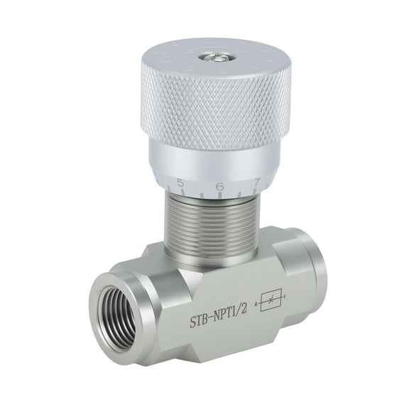 Unique Bargains 1/2" NPT Ports Hydraulic Flow Control Needle Valve, 5800PSI Two Way Hydraulic Needle Valve 5800PSI for Hydraulic Oil Gas, Stainless Steel