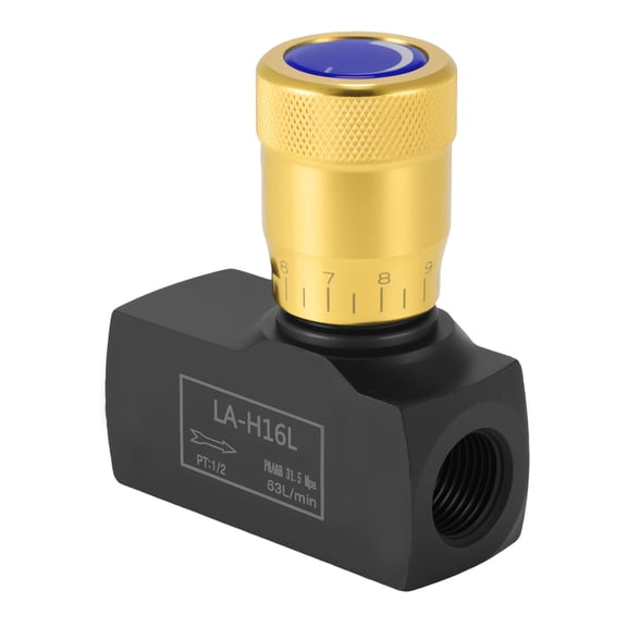 Unique Bargains 1/2" NPT Ports Hydraulic Flow Control Needle Valve, Single Direction Hydraulic Needle Valve 5000PSI, Carbon Steel Needle Valve