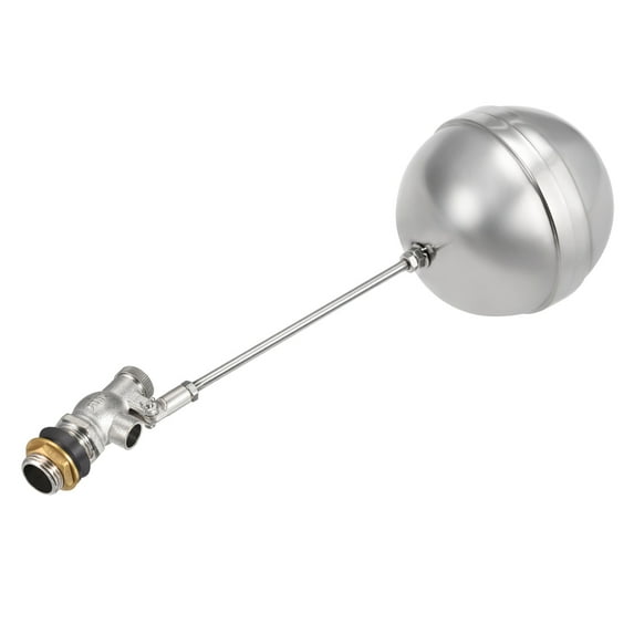Unique Bargains 1/2" PT Thread 3.5" Dia Water Float Valve Silver Tone Metal Floating Ball