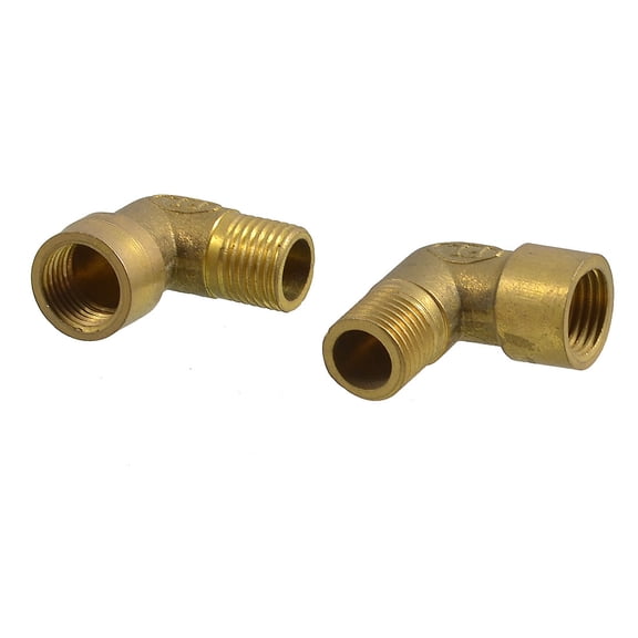 Unique Bargains 1/2" PT Thread Male to Female Pipe Coupling Right Angle Elbow Fittings 2 Pcs