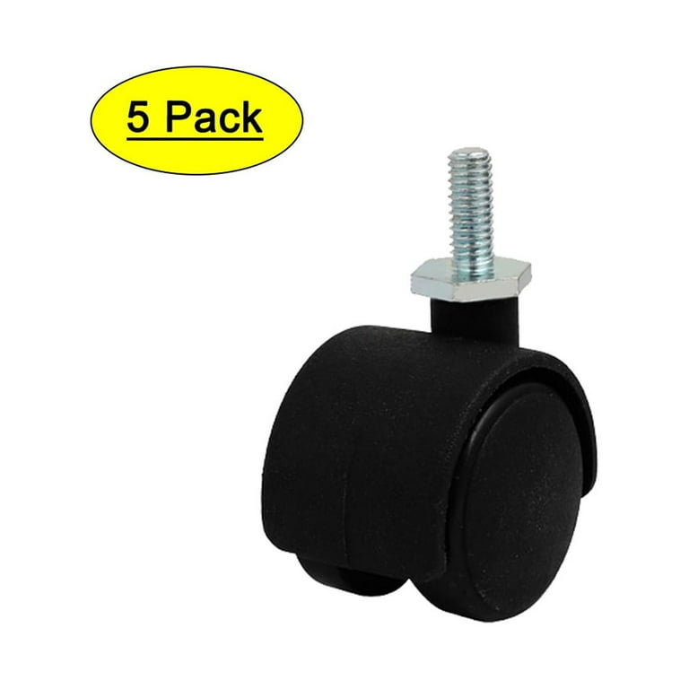 Uxcell 2-Inch Nylon Twin Wheel Swivel Caster - 11mmx22mm Stem, Black (Single)