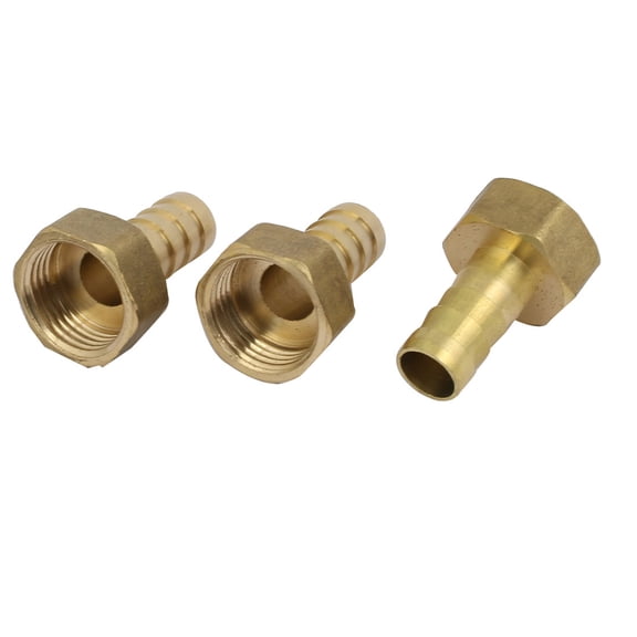 Unique Bargains 1/2BSP Female Thread to 12mm Hose Barb Pipe Fitting Coupler Connector 3Pcs Brass